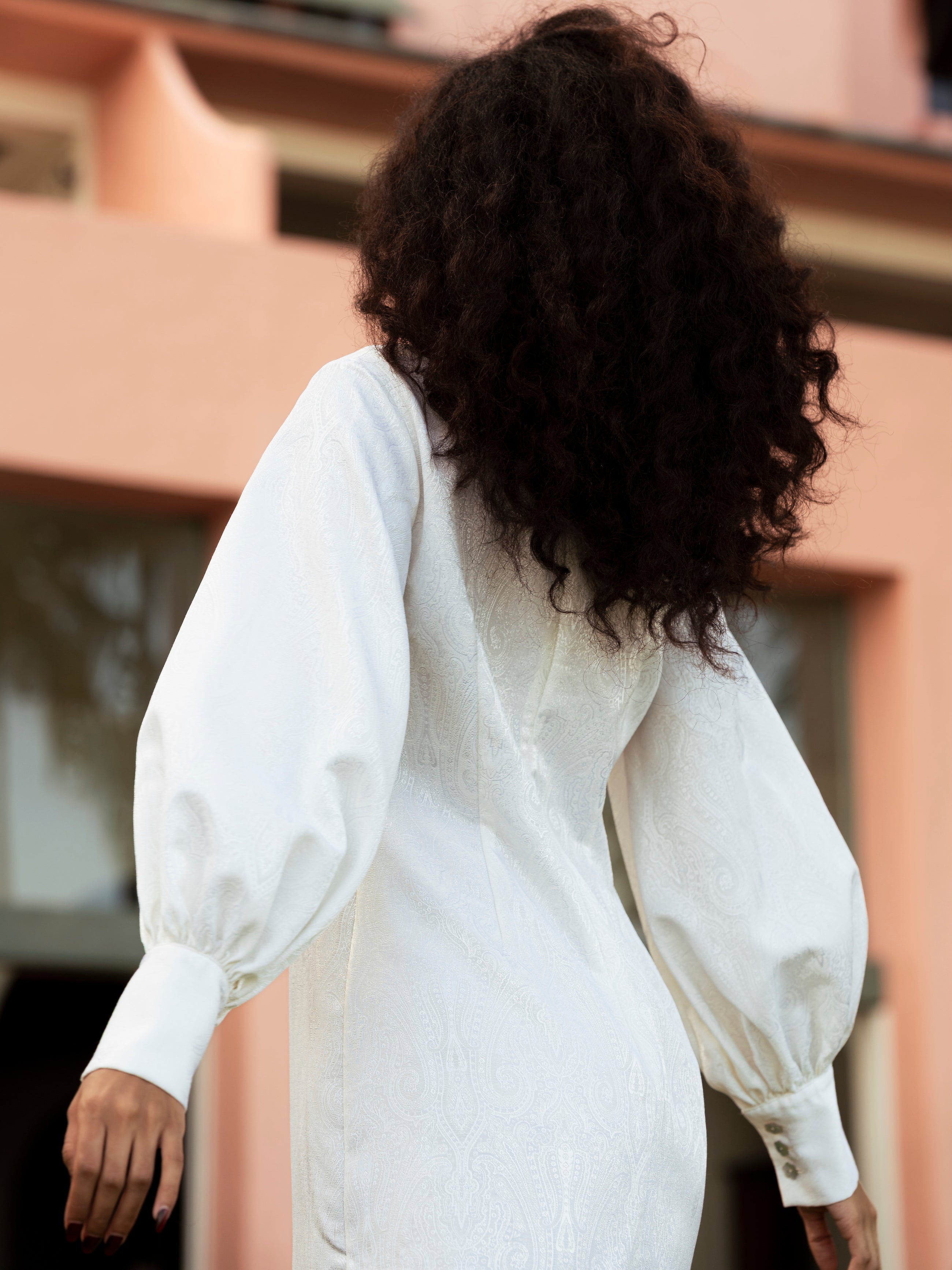 *Lila Mini Dress in Ivory Paisley Jacquard*