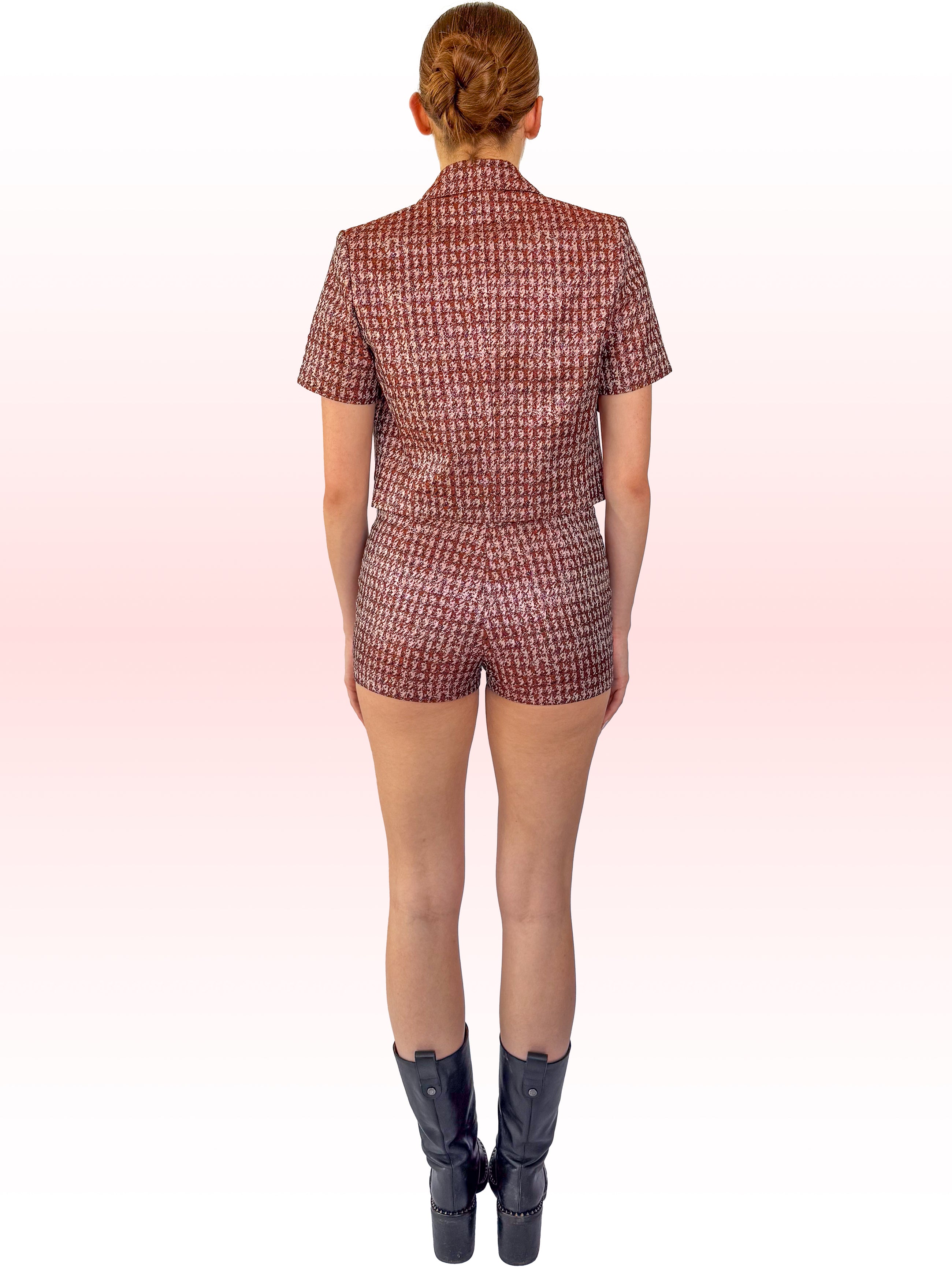 Aubrey Short in Lurex Herringbone Jacquard