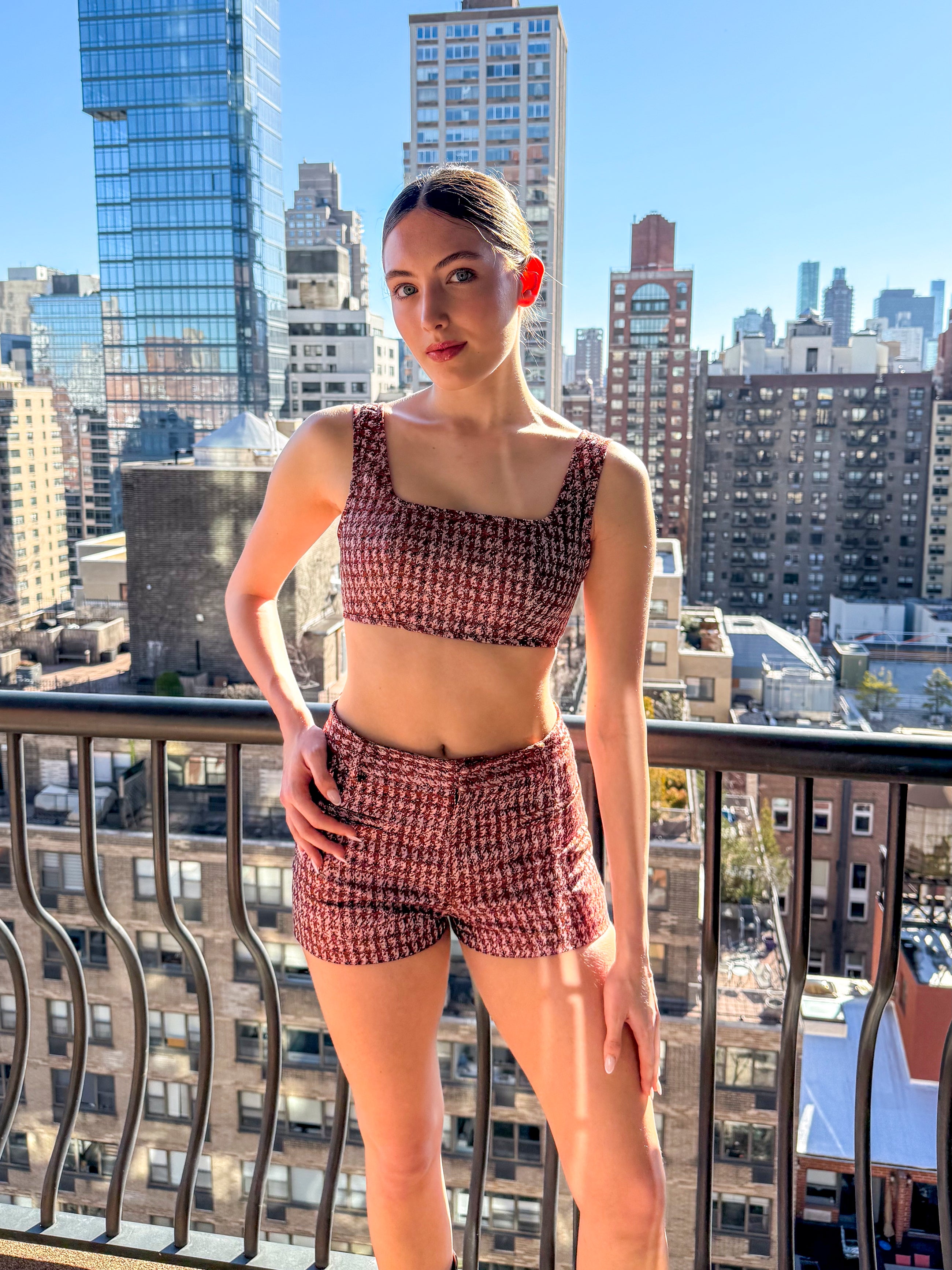 Aubrey Top in Lurex Herringbone Jacquard