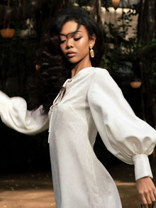 *Lila Mini Dress in Ivory Paisley Jacquard*