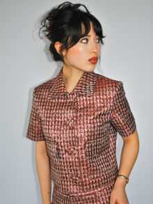 Aubrey Cropped Jacket in Lurex Herringbone Jacquard