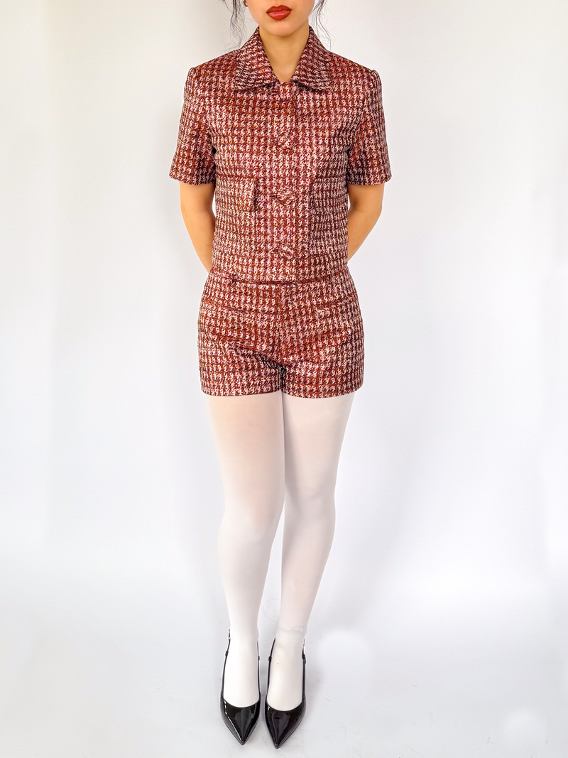 Aubrey Short in Lurex Herringbone Jacquard