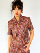 Aubrey Cropped Jacket in Lurex Herringbone Jacquard