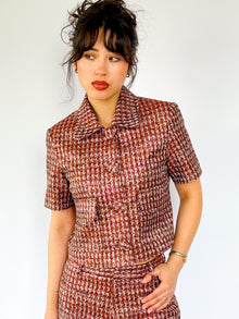 Aubrey Cropped Jacket in Lurex Herringbone Jacquard