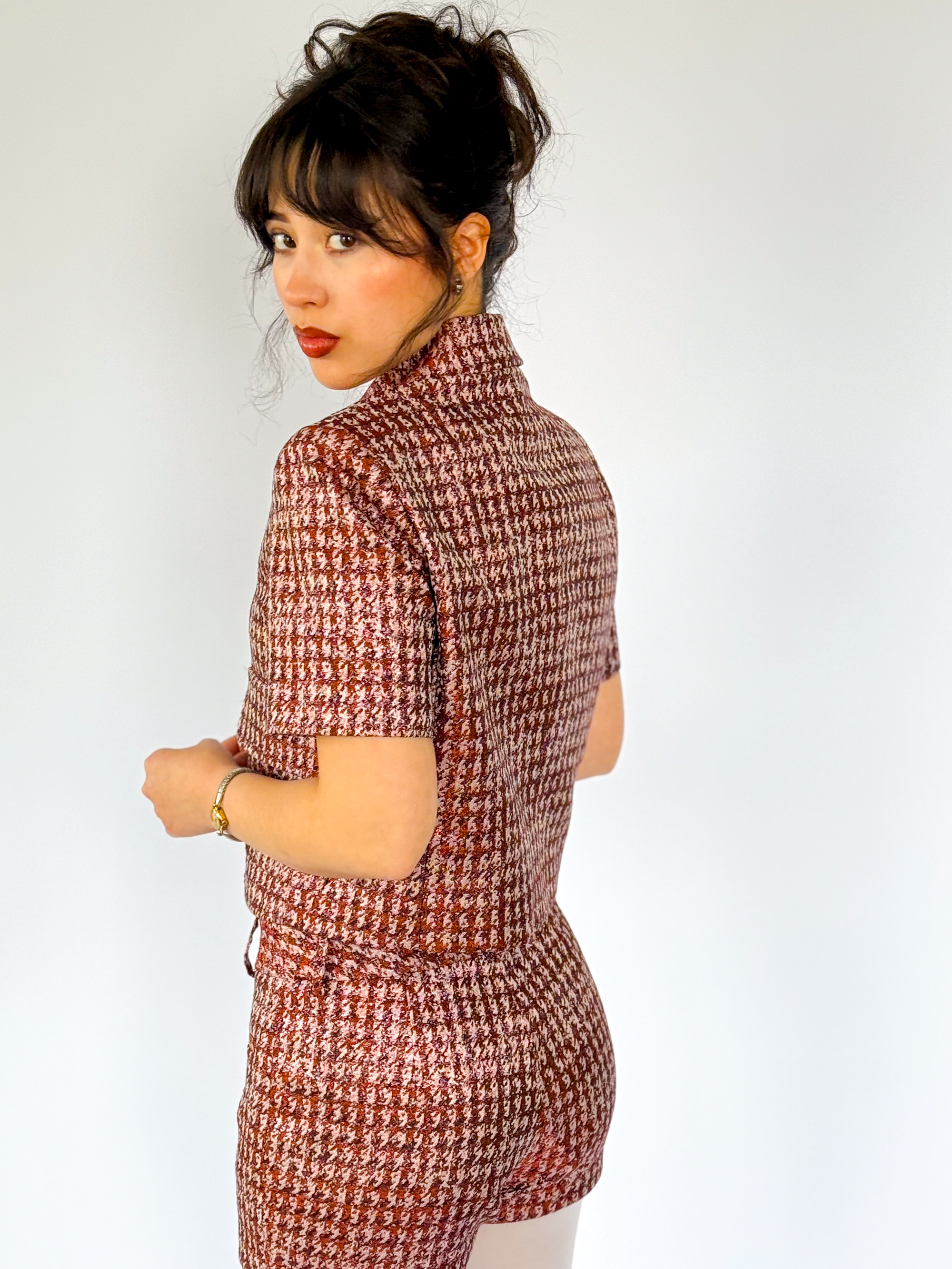 Aubrey Short in Lurex Herringbone Jacquard