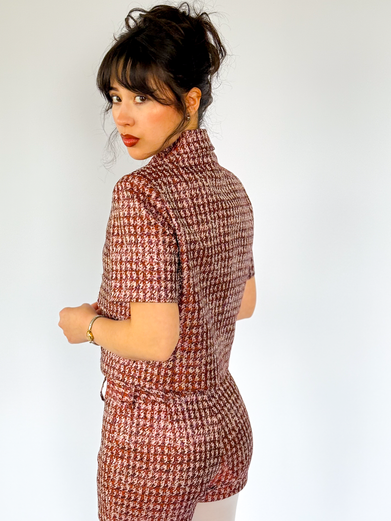 Aubrey Short in Lurex Herringbone Jacquard