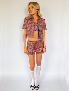 Aubrey Cropped Jacket in Lurex Herringbone Jacquard