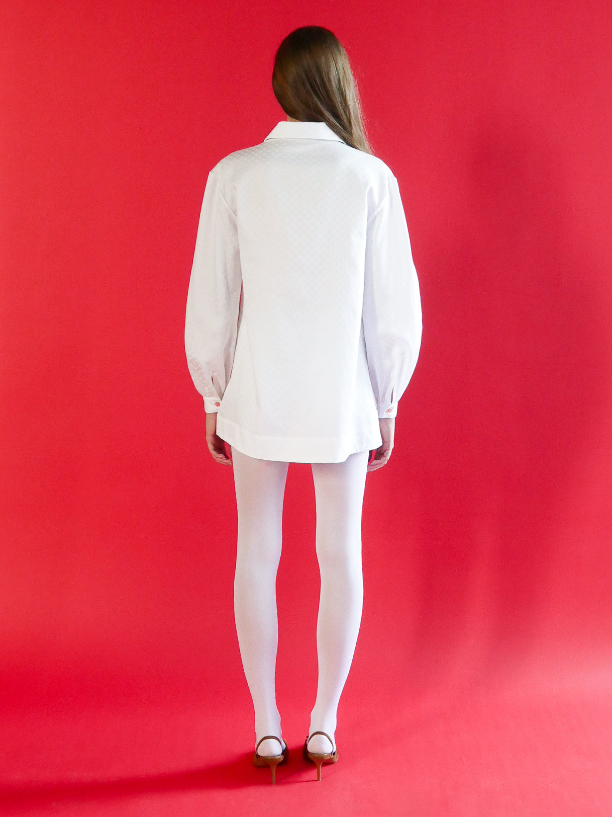 Esme Tunic Top in White Polka Dot Cotton