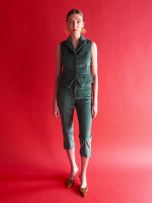 Celeste Tailored Forest Green Corduroy Vest