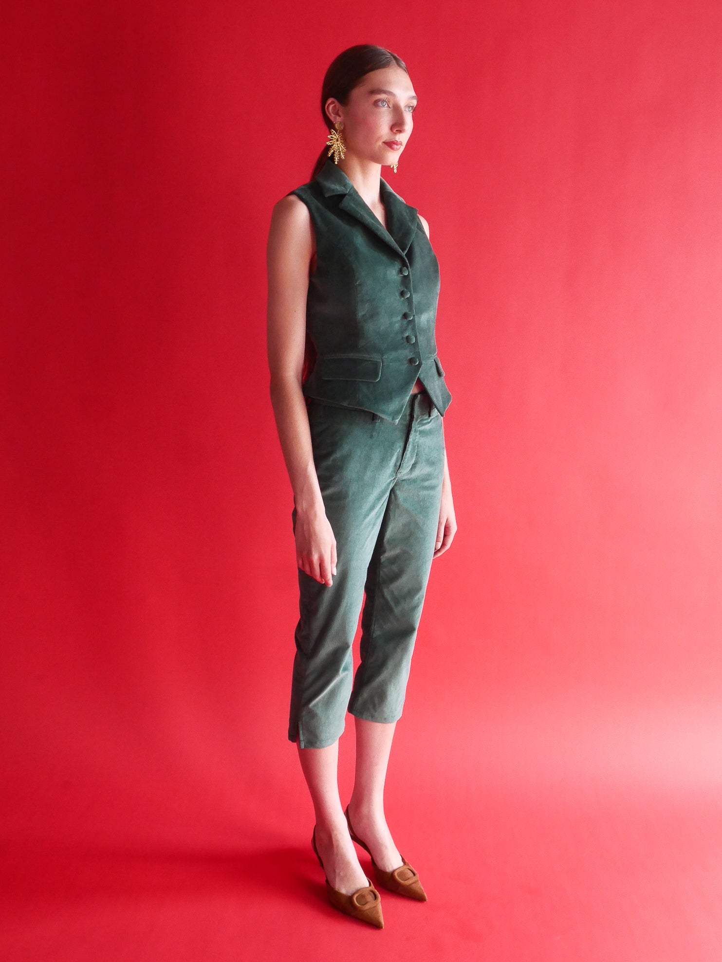 Forest Green Corduroy Vest​ for women