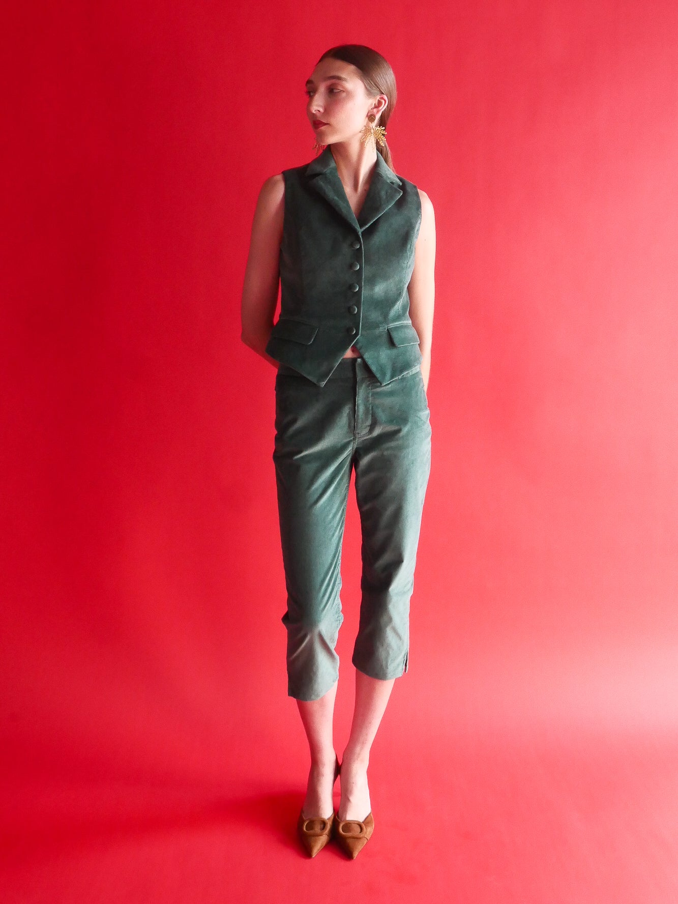Luxury forest Green Corduroy Vest​