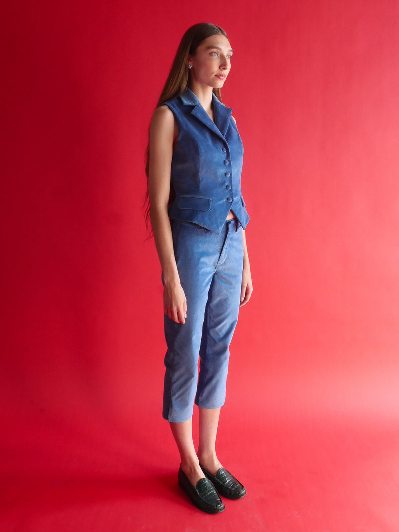 Celeste Tailored Blue Corduroy Vest