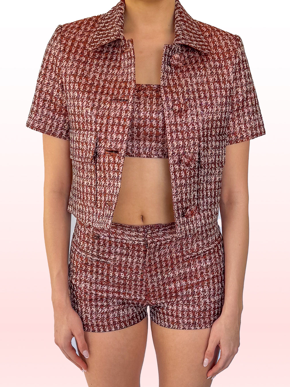 Aubrey Short in Lurex Herringbone Jacquard