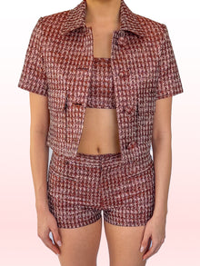 Aubrey Short in Lurex Herringbone Jacquard